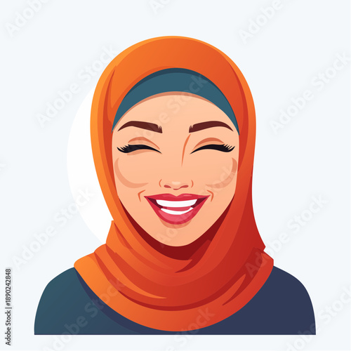 Cartoon-style smiling character with closed eyes and joyful expression