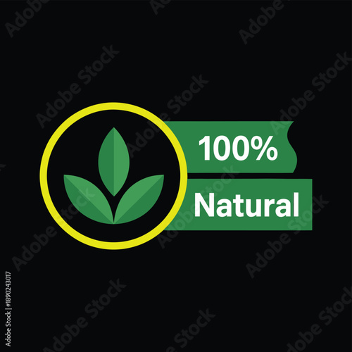 100 percent organic label sticker badge, 100% natural label and 100% organic label design for eco friendly packaging, healthy food branding, cosmetic products, farm fresh marketing and certification u