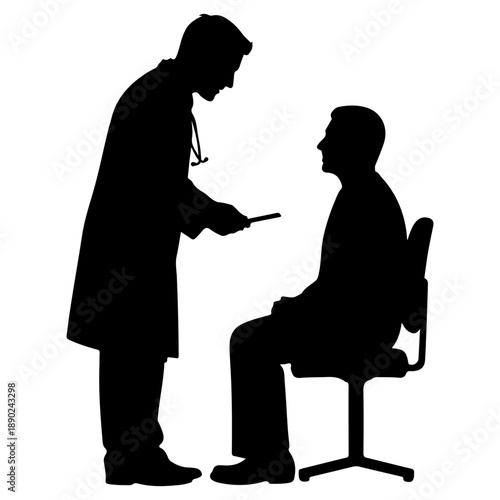 Doctor examining a patient with a tongue depressor Vector
