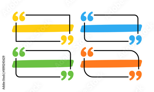 Colorful quote frames with text boxes for testimonials