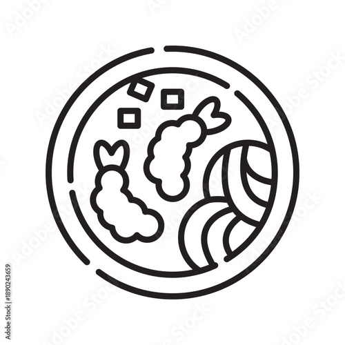 udon black line icon.