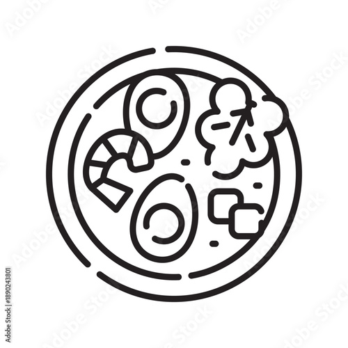 laksa black line icon.