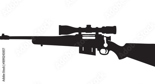 Sniper rifle silhouette isolated on a clean background viewed from the side