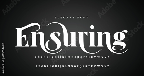 Lettering Minimalist Fashion. Elegant alphabet letters serif font and number. Typography fonts regular uppercase, lowercase.