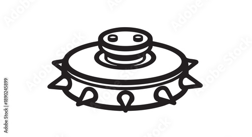 A simple line drawing of a UFO centered on a plain background from a straightforward viewpoint