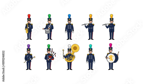 Toy Soldiers with Musical Instruments Standing.
