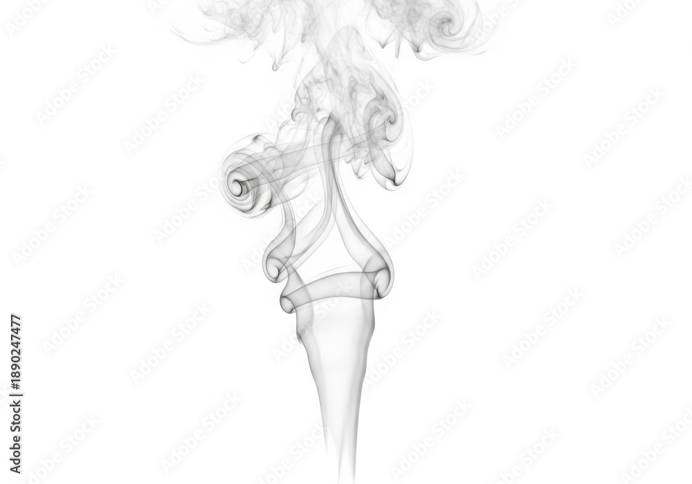 Fototapeta premium Wisps of ethereal smoke gracefully ascend against a stark white backdrop