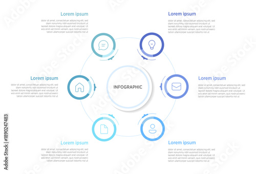 6-circle infographics are popular circular diagrams that divide a design into six equal or segmented parts, ideal for illustrating processes, steps, or data breakdowns in presentations and graphics.
