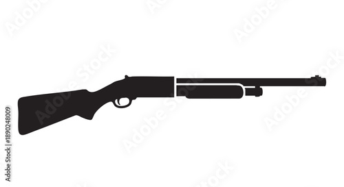 Black shotgun silhouette viewed from the side on a plain background