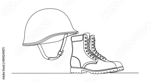 military helmet and combat boot