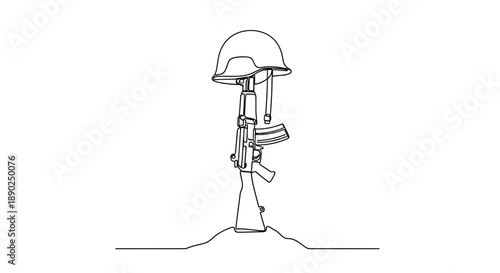 soldier standing with gun and helmet