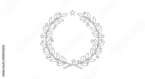 laurel wreath with stars, floral circle frame
