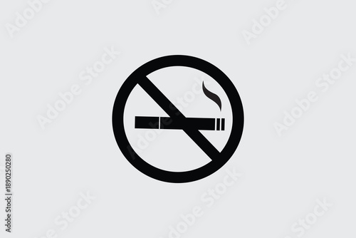 Free Download No smoking black and white icon vector with minimalist design, ideal for signage, public spaces, health campaigns, websites, and apps, fully editable and scalable vector illustration. - GFXLoad