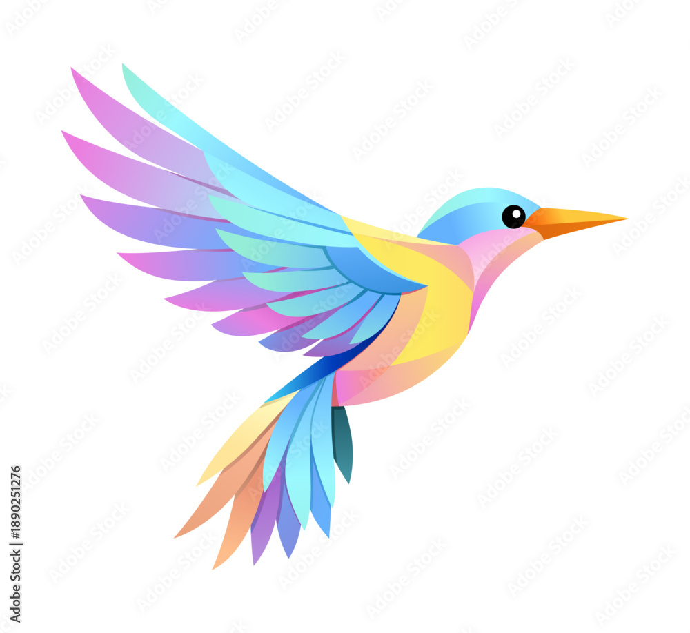 Obraz premium Flat pastel geometric hummingbird vector illustration