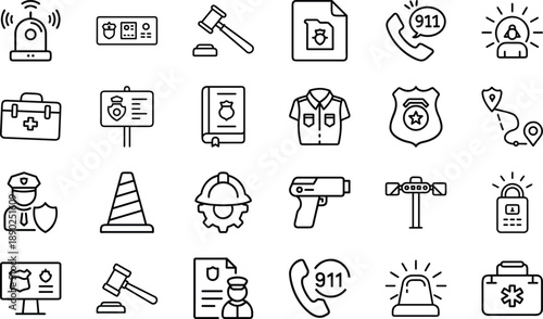 Police Uniform and Badge on Computer Screen vector illustration