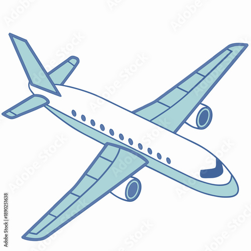 Modern Blue Airplane Vector Illustration for Travel Design