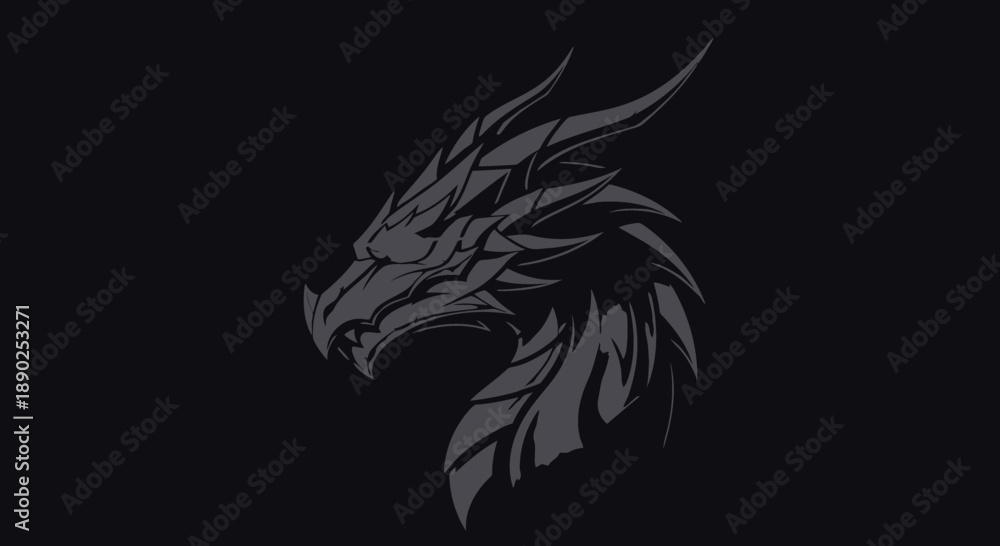Obraz premium gray dragon head silhouette