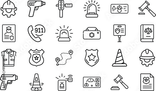 Police badge and handcuffs law enforcement authority security vector illustration flat design