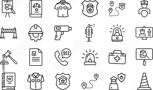 Police badge and handcuffs law enforcement authority security vector illustration flat design