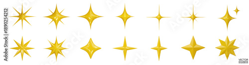 3d yellow star sparkle illustration. Sparkles emoji icon. 3D vector illustration.