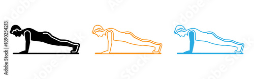 Plank exercise illustrations in multiple colors