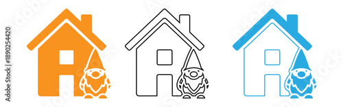 Colorful house icons with dog