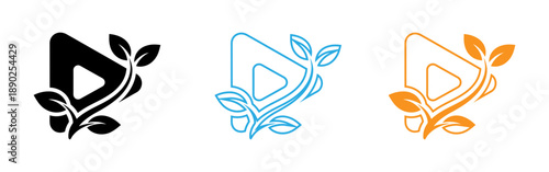 Triangular leafy logo variations