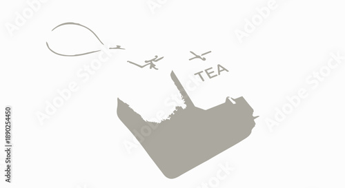 Oman tea export, airplanes flying over map