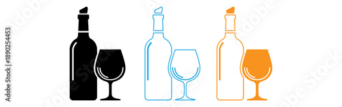 Wine bottles and glasses illustration