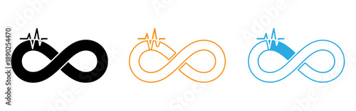 Infinity symbol with ecg line logos