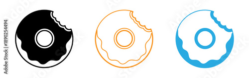 Donut icons in black orange and blue
