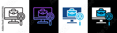 Job Search Websites Icon Of Line Black And White Style Vector Illustration
