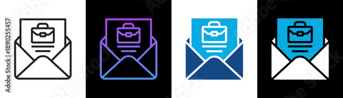 Job Offer Icon Of Line Black And White Style Vector Illustration
