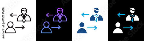 Job Exchange Icon Of Line Black And White Style Vector Illustration
