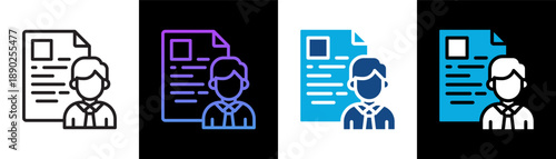 Cv Icon Of Line Black And White Style Vector Illustration
