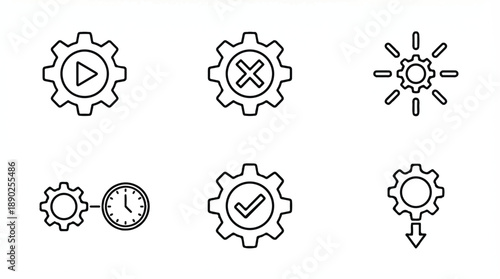 gear icons for settings and configuration  various symbols