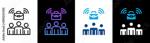 Remote Mangement Icon Of Line Black And White Style Vector Illustration
