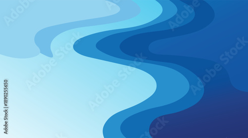 A vibrant abstract illustration of wavy blue lines and shapes