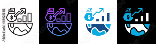 Gdp Icon Of Line Black And White Style Vector Illustration
