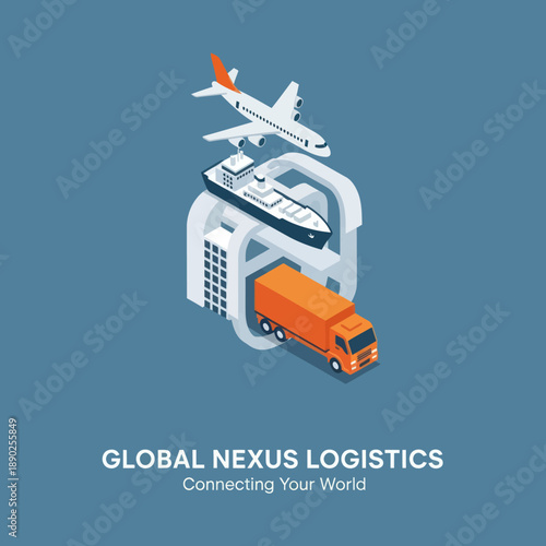 Logistics Transportation Airplane Truck Shipping Cargo.