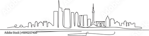 Single continuous line drawing of Beirut city skyline, Lebanon. Famous city scraper and landscape home wall decor poster print. World travel concept. one line Icon drawing