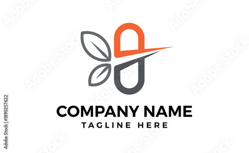 Herbal capsule pill leaf medicine drug supplements logo vector icon