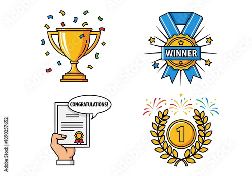 Awards and recognition symbols celebrating achievement and excellence