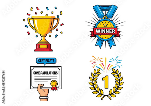 Trophy and certificate being presented to winner in a joyous celebratory atmosphere