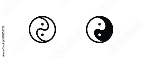 yin yang icon. In Yang Concept of dualism line icons set, Zen symbol editable stroke isolated on white background, linear vector outline illustration, symbol logo design style