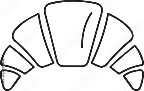 Simple black line drawing of croissant on white background