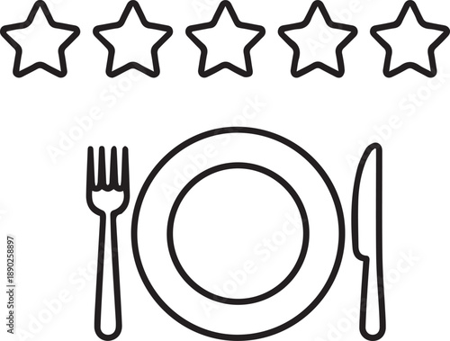 Excellent dining experience with five star rating and utensils