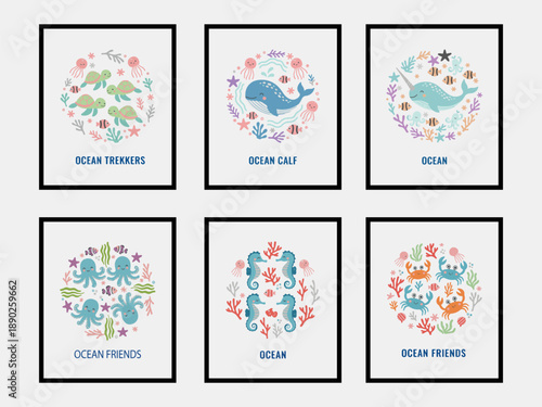 Tropical Animal Nursery Wall Art Set, Colorful Jungle Illustrations