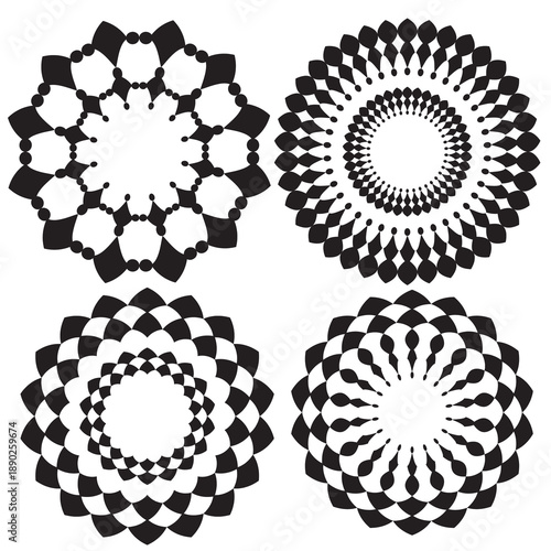 Set of overlapping flower petal icons