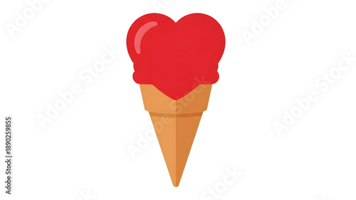 Sweet heart shaped ice cream cone for love and dessert